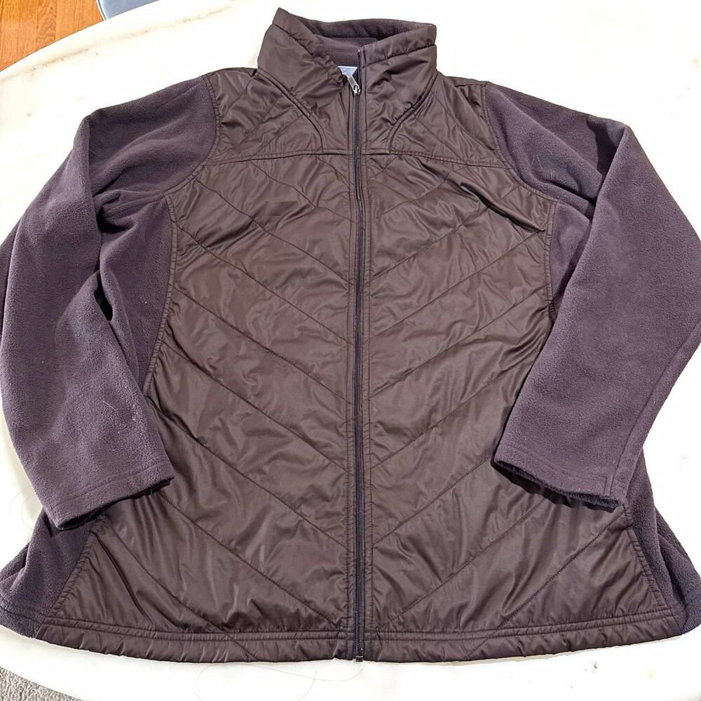 Columbia Women’s 2X Brown Quilted Insulated Full Zip Collared Jacket Lined